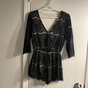 Black and white lace romper